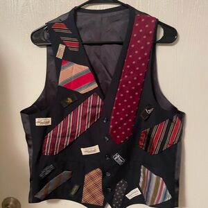 Men's HandmadeUpcycled Ties Patchwork Vest